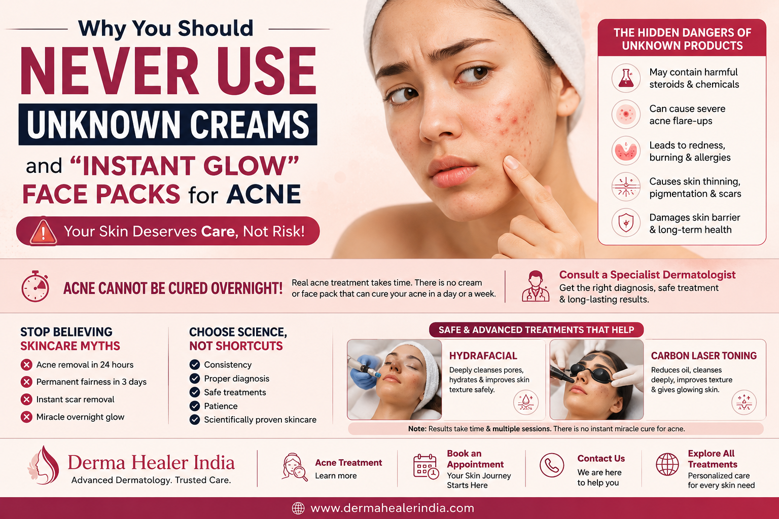 Why You Should Never Use Unknown Creams and “Instant Glow” Face Packs for Acne